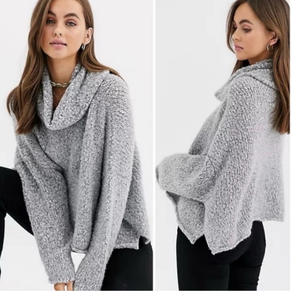 FREE PEOPLE BFF Cowl Neck Sweater XS Grey